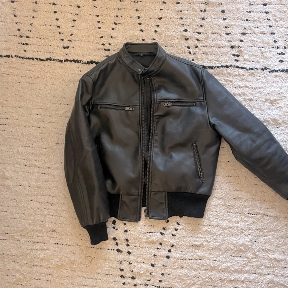 Men’s Faux Leather Bomber Jacket